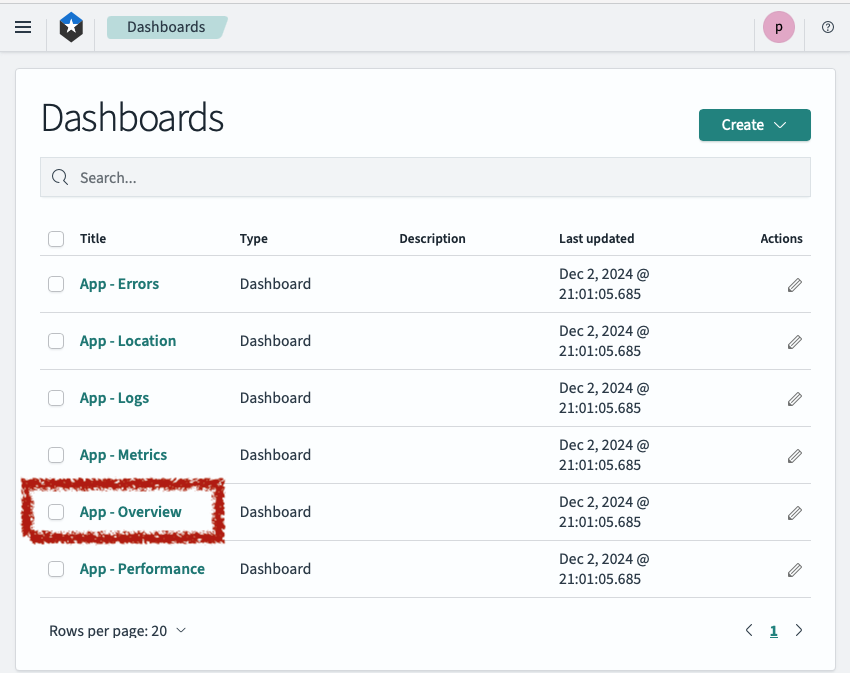 &quot;Screenshot of dialog box titled Dashboards&quot;