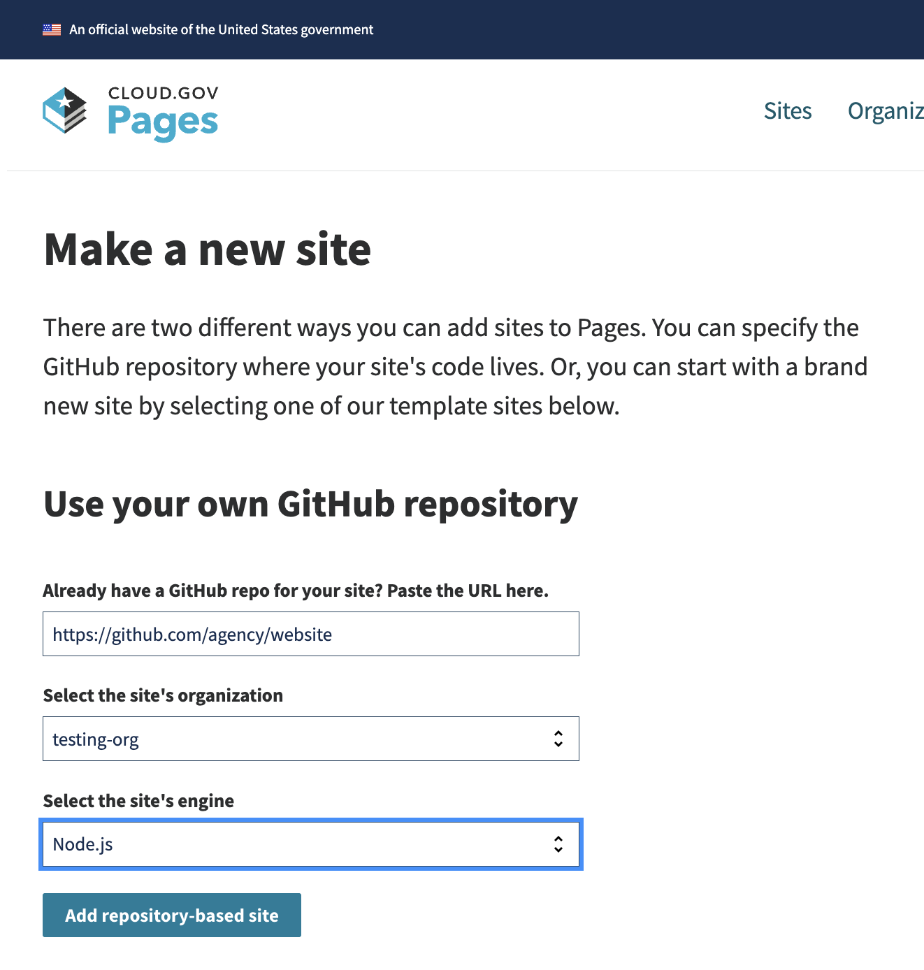 Pages Sitelist Screenshot